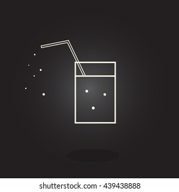 lemonade icon with a straw on a black background