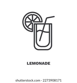 lemonade icon. Thin line lemonade icon from travel and trip collection. Outline vector isolated on white background. Editable lemonade symbol can be used web and mobile