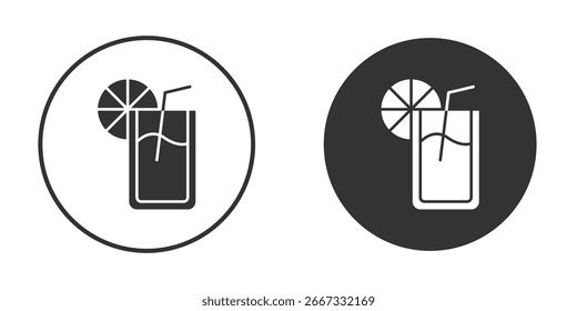 Ícone de limonada em versões de design liso na moda em preto e branco.