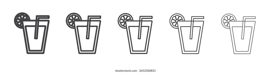 ícone de limonada vetor contorno conjunto sinal de ilustração