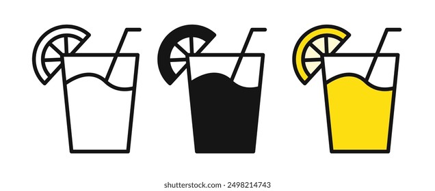 lemonade iconicon vector collection in outlined and solid style