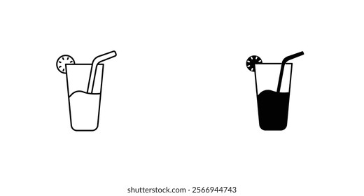 Lemonade icons. black and white vector set.