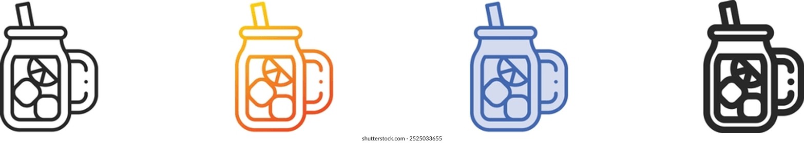 lemonade icon.Thin Linear, Gradient, Blue Stroke and bold Style Design Isolated On White Background