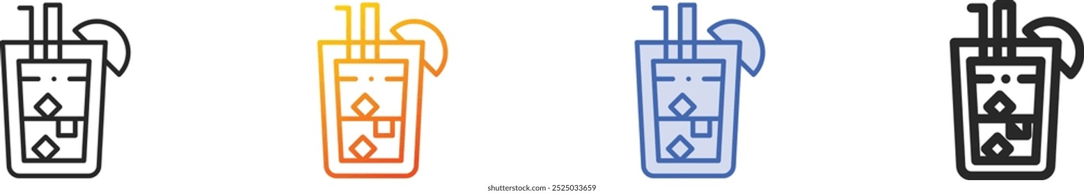 lemonade icon.Thin Linear, Gradient, Blue Stroke and bold Style Design Isolated On White Background