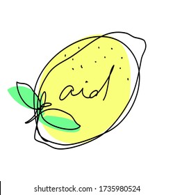 Lemonade illustration lemon and mint doodle line art vector graphics