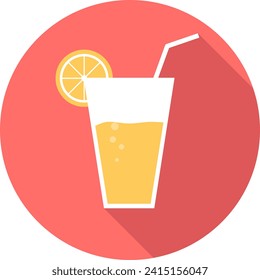 Lemonade isolated on red background. Lemonade icon with a straw isolated on a red background. Vector illustration. Vector.