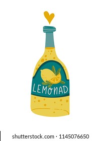 Lemonade isolated on the white background. Hand drawn smoothies, lemonade, fresh, juice, detox. Vector illustration with lemons.