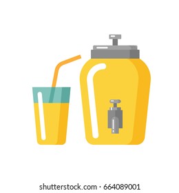 Lemonade jar and glass flat icon