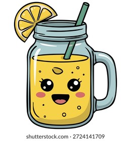 Limonada em jarro com fatia de limão ilustração vetor isolada no fundo branco