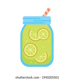tarro de limonada sobre fondo blanco