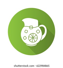 Lemonade jug flat design long shadow icon. Vector silhouette symbol