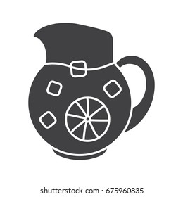 Lemonade jug glyph icon. Silhouette symbol. Negative space. Vector isolated illustration
