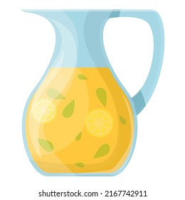 Lemonade jug icon cartoon vector. Juice pitcher. Lemon glass