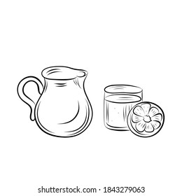 Lemonade juice icon isolated on white background. Refreshing drink. Flat vector illustration design