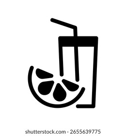 Ícone de limonada ou suco com uma fatia de limão na borda