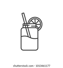 Lemonade, juice jar line icon.