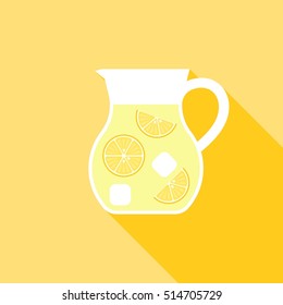 Lemonade Juice jug icon, Flat design vector illustration