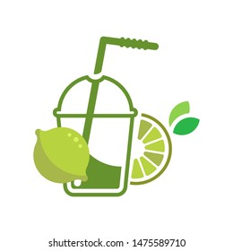 Lemonade juice logo template vector flat illustration icon design