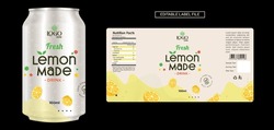 Lemonade Lemon Drink Label Design, Soft Drink Label Design. Soda Can Vector. Energy Drink Label Design. Fruit Juice Label Template Design.