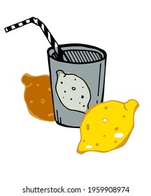 lemonade with lemons, set, vector.