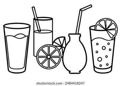 Lemonade line art dibujo decoración clásica de verano