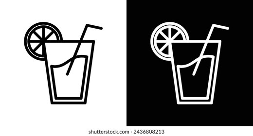 Lemonade Line Icon on White Background for web.