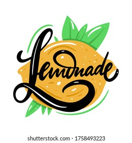 Lemonade logotype. Cartoon style. Vector illustration. Isolated on white background. Design for menu cafe and bar.