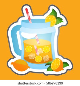Lemonade made from natural fruits sticker. Vitaminized drink.
