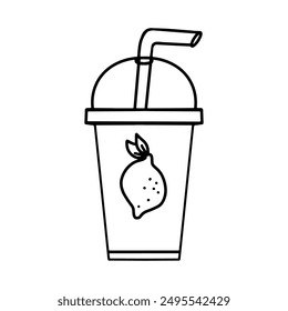 Lemonade milkshake icon, cold drink, soda drink, ice chocolate drink icon doodle