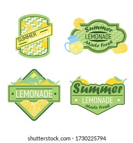 Lemonade motivation poster with modern calligraphy and lemon, cards with lemons, lemonade speech bubble and handwritten lettering.