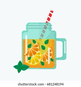 Lemonade with oranges and lemons in the jar