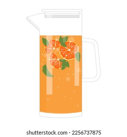 Lemonade with oranges and mint. Vector illustration