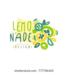 Lemonade original design logo template, natural product badge colorful hand drawn vector Illustration