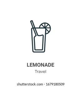 Vektorillustration-Symbol für Limonade. Dünne schwarze Limonadensymbol, einfache flache Vektorillustration-Elementgrafik aus bearbeitbarem Reisekonzept einzeln auf weißem Hintergrund