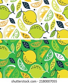 Lemonade pattern background. Summer is calling. Lettering art postcard. 