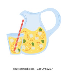 Lemonade. For a picnic. Icon. The object is isolated on a white background. Vector illustration.