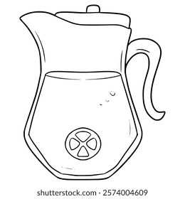 lemonade pitcher illustration hand drawn outline vector