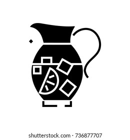 lemonade pitcher - sangria - bewerage icon, vector illustration, black sign on isolated background