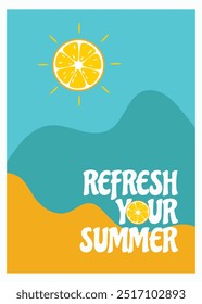 Lemonade Poster concept with Yellow Lemons and Typography. Creative concept for Advertising Banner, Menu Flyer Design or Brochure Decor. Flat Vector Illustration