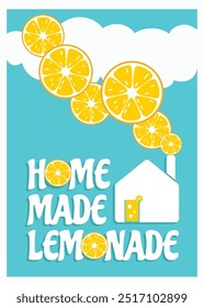 Lemonade Poster concept with Yellow Lemons and Typography. Creative concept for Advertising Banner, Menu Flyer Design or Brochure Decor. Flat Vector Illustration