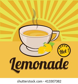 Lemonade poster in vintage style on yellow background, vector illustration