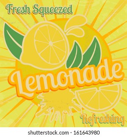 Lemonade poster in vintage style, vector illustration