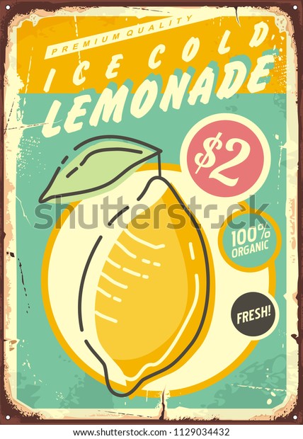 Lemonade Promotional Retro Poster Design Fresh 스톡 벡터(로열티 프리) 1129034432