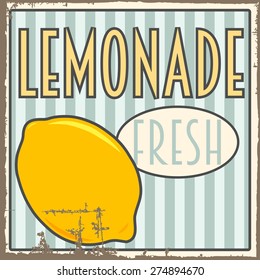 Lemonade Retro Poster Illustration Vector Format Stock Vector (Royalty ...