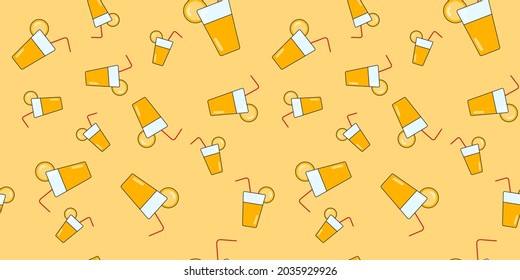 Lemonade seamless pattern. Vector background from cups with a drink for design. Drink concept.