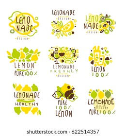 Lemonade set for label design. Colorful logo vector Illustrations