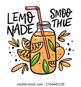 Lemonade and Smoothie summer cocktail. Colorful vector illustration. Isolated on white background. Design for poster, banner, print and web.