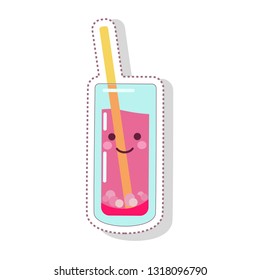 Lemonade soda juice alcohol cute kawaaii cartoon pink drink Refreshing summer drink vector clip art illustration, doodle style drawing print for greeting card. post card. flyer. print, banner, sticker
