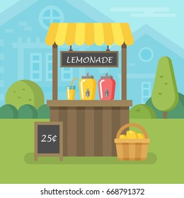 Lemonade stand flat illustration