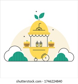 Lemonade stand. Flat linear vector illustration.